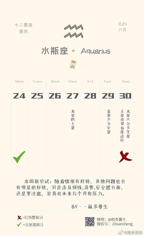 水瓶座周运爱情运势 水瓶未来14天运势
