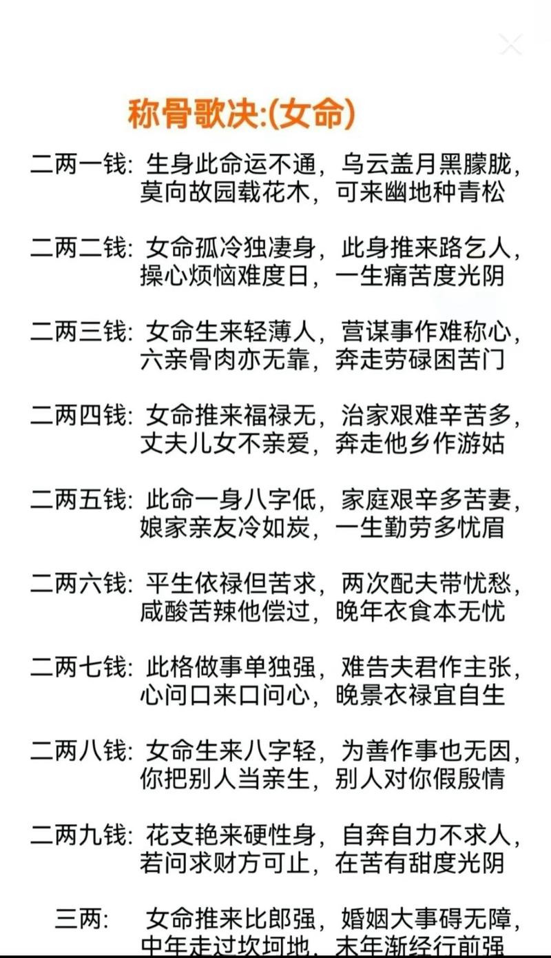 女命5两6钱称骨算命详解(女命5两6钱详解袁天罡)